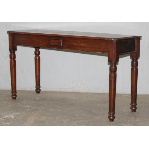 23 - A small antique mahogany side table, approx 120cm wide x 42cm deep x 66cm tall