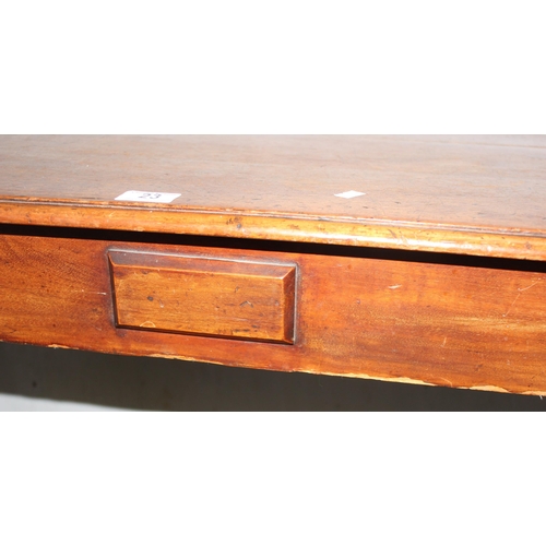 23 - A small antique mahogany side table, approx 120cm wide x 42cm deep x 66cm tall