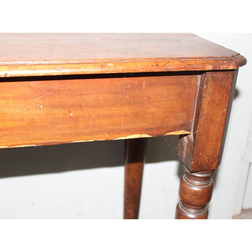 23 - A small antique mahogany side table, approx 120cm wide x 42cm deep x 66cm tall