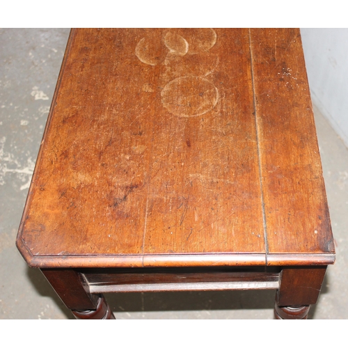 23 - A small antique mahogany side table, approx 120cm wide x 42cm deep x 66cm tall