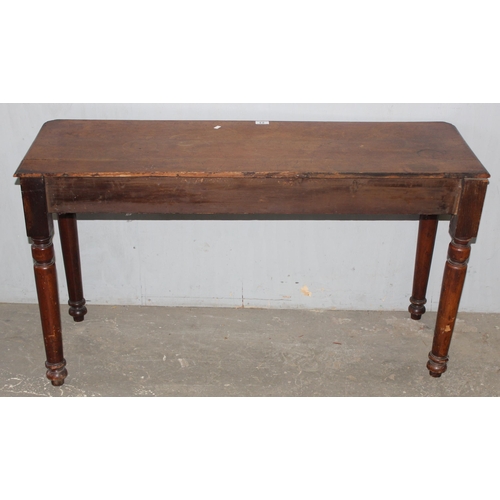 23 - A small antique mahogany side table, approx 120cm wide x 42cm deep x 66cm tall