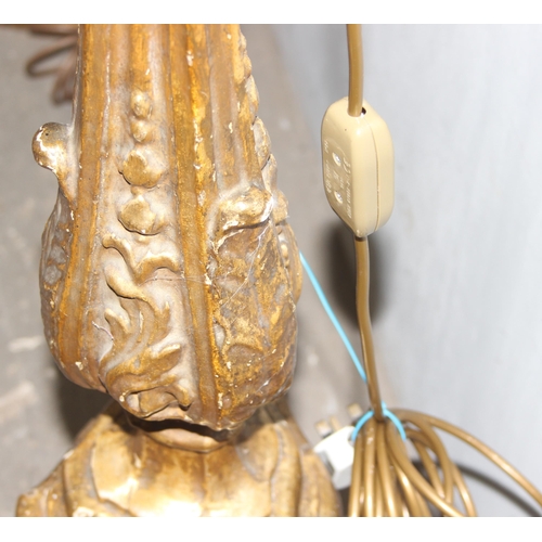 230 - A highly impressive vintage carved giltwood standard lamp, approx 143cm tall