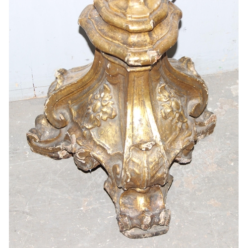230 - A highly impressive vintage carved giltwood standard lamp, approx 143cm tall