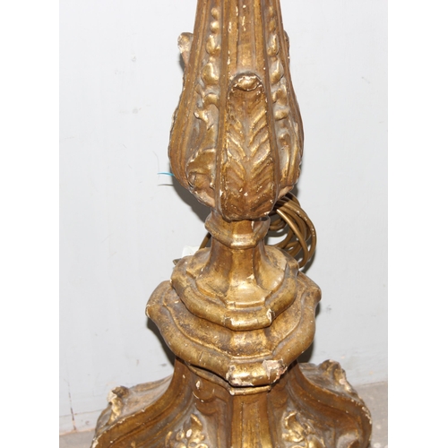 230 - A highly impressive vintage carved giltwood standard lamp, approx 143cm tall