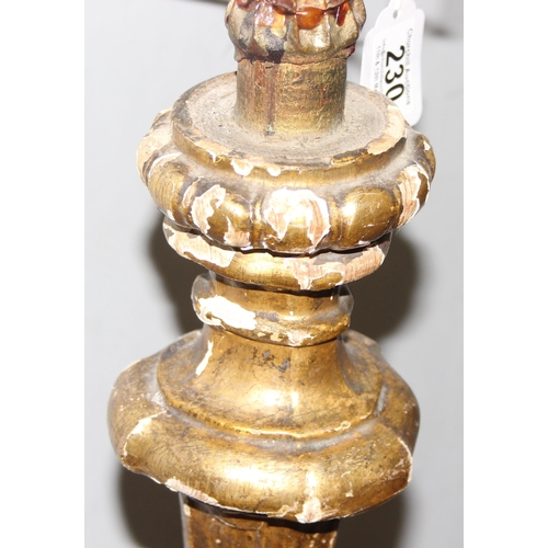 230 - A highly impressive vintage carved giltwood standard lamp, approx 143cm tall