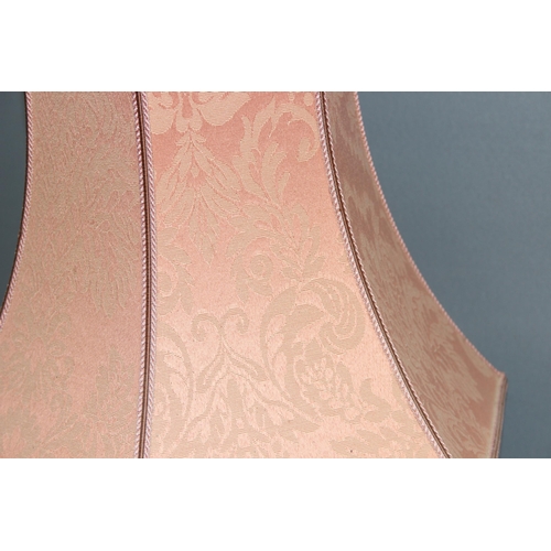 232 - Japanese Satsuma pottery lamp with birds and floral decoration, approx 67cm tall incl shade