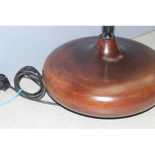 236 - Large turned dark wooden lamp base, approx 28cm tall x 36cm wide