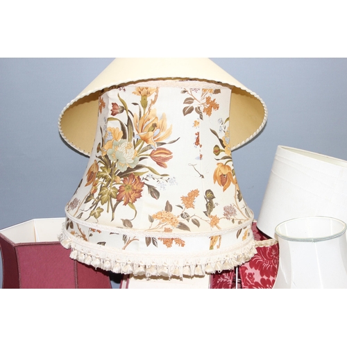 244 - Qty of lampshades of various designs and sizes, largest approx 41cm tall