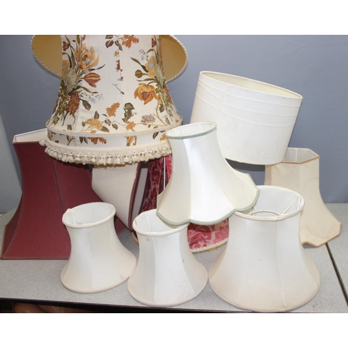 244 - Qty of lampshades of various designs and sizes, largest approx 41cm tall