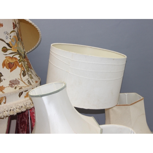 244 - Qty of lampshades of various designs and sizes, largest approx 41cm tall
