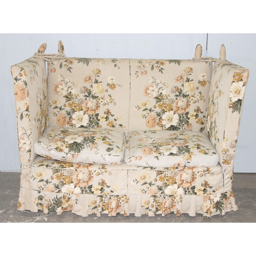 29 - A vintage floral patterned Knoll or Knole sofa with drop ends, approx 164cm wide x 79cm deep x 119cm... 