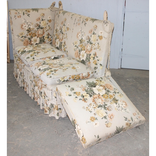 29 - A vintage floral patterned Knoll or Knole sofa with drop ends, approx 164cm wide x 79cm deep x 119cm... 