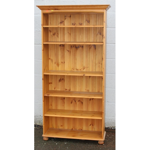 80 - A large modern pine bookcase, approx 85cm wide x 38cm deep x 188cm tall