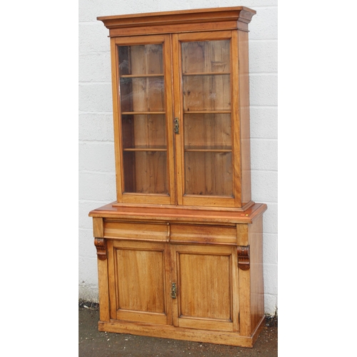 82 - 19th century mahogany bookcase with glazed door top, the base with 2 drawers over a cupboard, approx... 