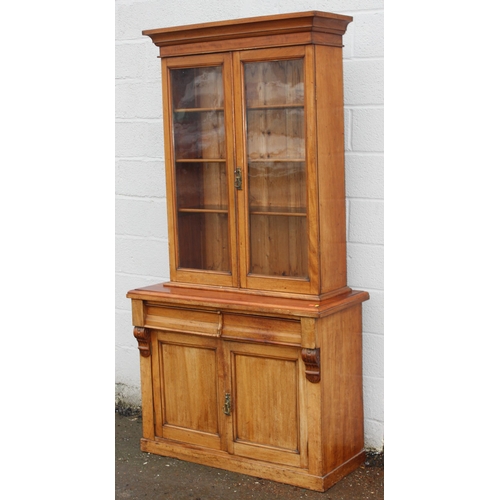 82 - 19th century mahogany bookcase with glazed door top, the base with 2 drawers over a cupboard, approx... 