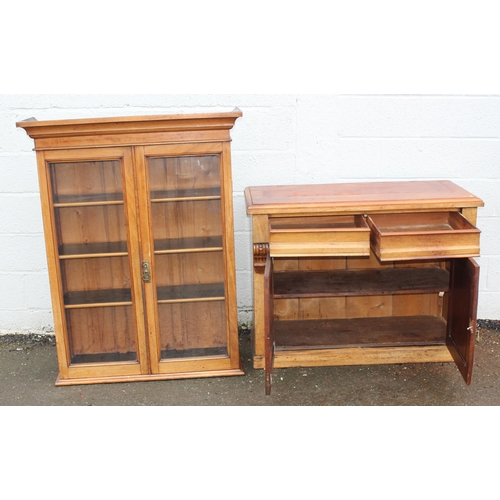 82 - 19th century mahogany bookcase with glazed door top, the base with 2 drawers over a cupboard, approx... 