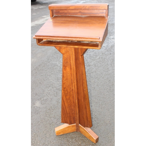 14 - Vintage mahogany lectern, approx 57cm wide x 42cm deep x 142cm tall