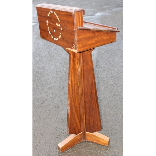 14 - Vintage mahogany lectern, approx 57cm wide x 42cm deep x 142cm tall