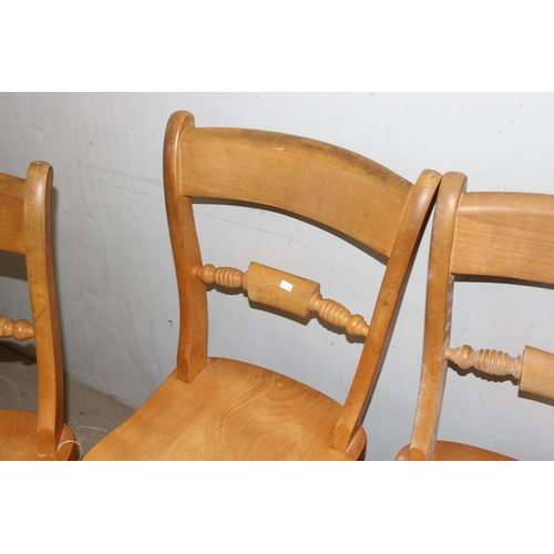 6 - A set of 4 vintage lightwood Oxford kitchen chairs, each approx 44cm wide x 44cm deep x 91cm tall