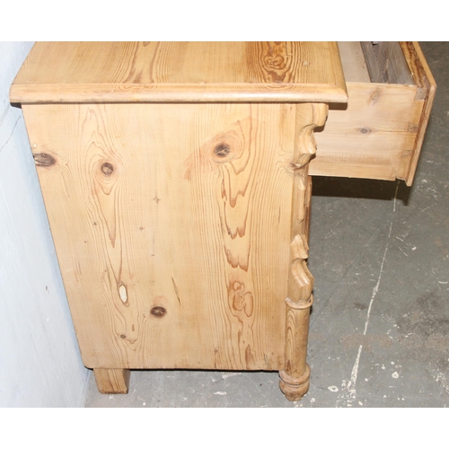 2 - An unusual antique pine 3 drawer chest of drawers, approx 100cm wide x 52cm deep x 80cm tall