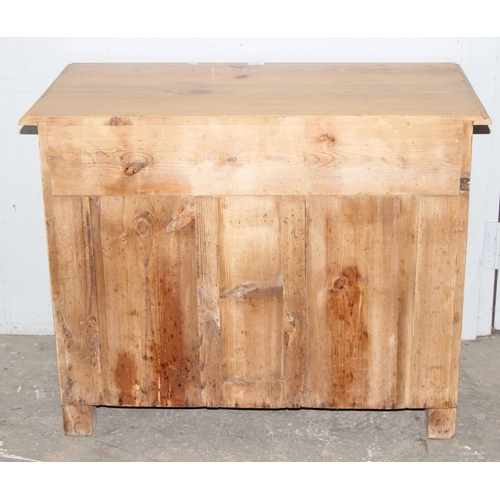 2 - An unusual antique pine 3 drawer chest of drawers, approx 100cm wide x 52cm deep x 80cm tall