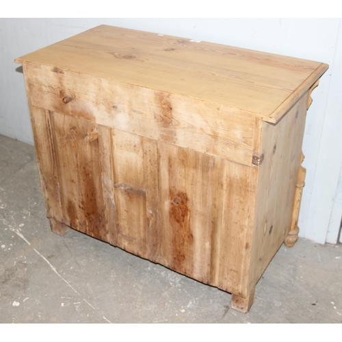 2 - An unusual antique pine 3 drawer chest of drawers, approx 100cm wide x 52cm deep x 80cm tall