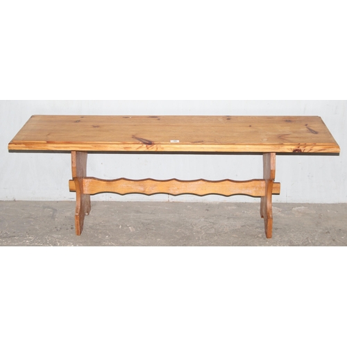 35 - Vintage pine bench, approx 145cm wide x 45cm deep x 50cm tall