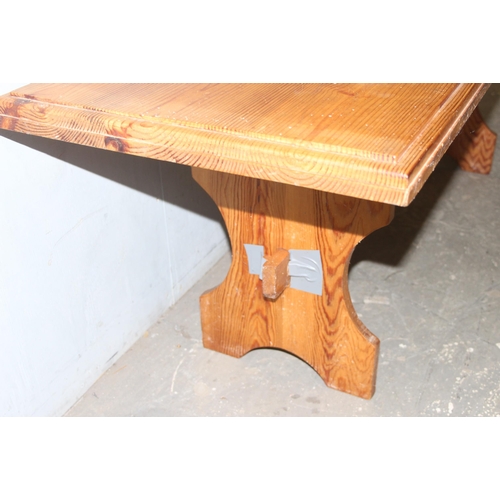 35 - Vintage pine bench, approx 145cm wide x 45cm deep x 50cm tall