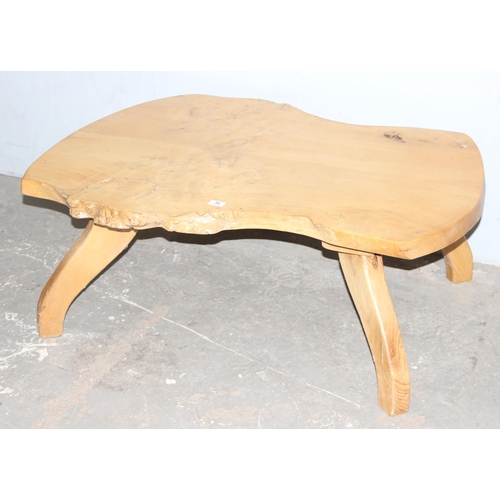 36 - A vintage rustic wooden low table, possibly Elm, approx 110cm wide x 86cm deep x 44cm tall