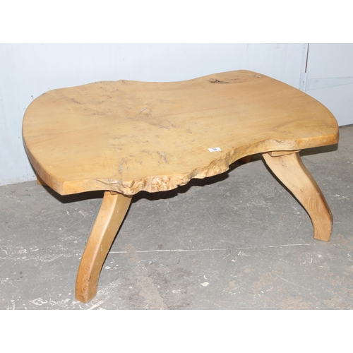 36 - A vintage rustic wooden low table, possibly Elm, approx 110cm wide x 86cm deep x 44cm tall