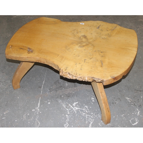 36 - A vintage rustic wooden low table, possibly Elm, approx 110cm wide x 86cm deep x 44cm tall