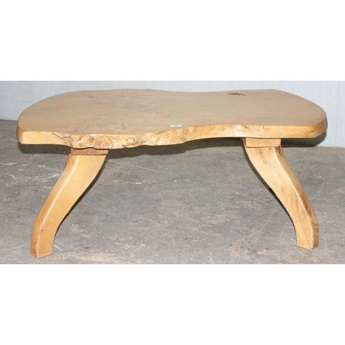 36 - A vintage rustic wooden low table, possibly Elm, approx 110cm wide x 86cm deep x 44cm tall