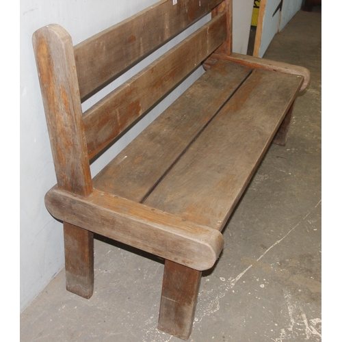 37 - Hardwood garden bench, possibly Teak, approx 150cm wide x 60cm deep x 97cm tall - matching next lot