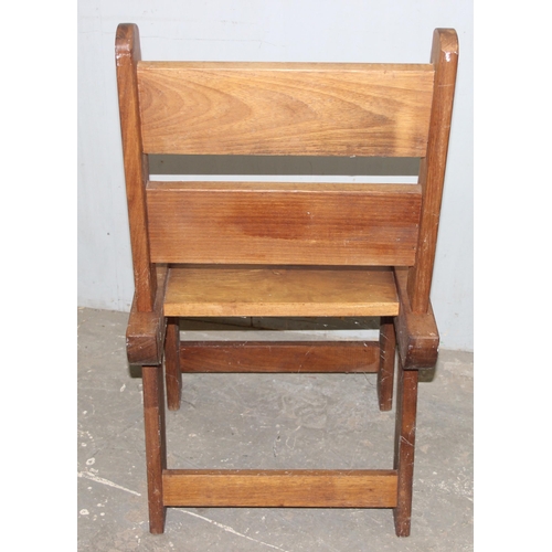 38 - A set of 4 hardwood garden chairs, possibly Teak, each approx 50cm wide x 56cm deep x 97cm tall, mat... 