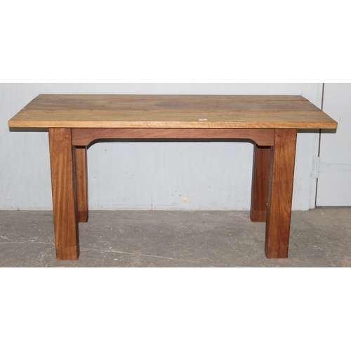 39 - Hardwood garden table, possibly Teak, approx 153cm wide x 74cm deep x 74cm tall