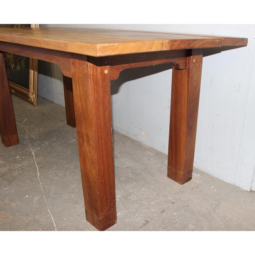 39 - Hardwood garden table, possibly Teak, approx 153cm wide x 74cm deep x 74cm tall