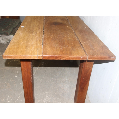 39 - Hardwood garden table, possibly Teak, approx 153cm wide x 74cm deep x 74cm tall