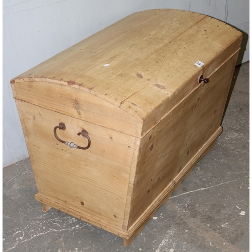 5 - Victorian dome topped pine trunk, approx 85cm wide x 63cm deep x 53cm tall