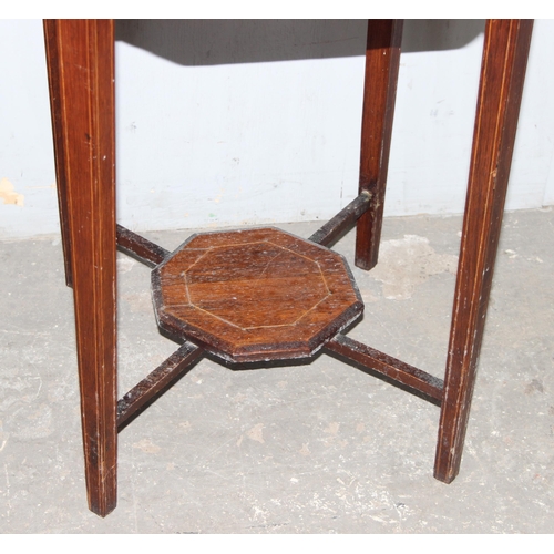 48 - 2 Edwardian mahogany side tables, the largest approx 52cm wide x 52cm deep x 66cm tall, one AF