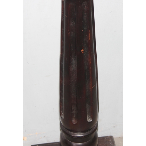 49 - Vintage wooden pot or jardiniere stand with reeded column, approx 27cm wide x 94cm tall