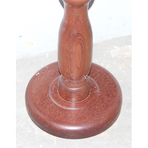 50 - A small wooden jardiniere stand or wine table with turned wooden support, approx 46cm wide x 46cm de... 