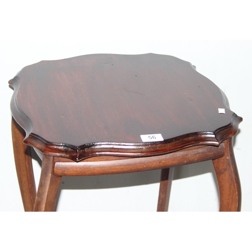 56 - A vintage mahogany side table with shaped top, approx 47cm wide x 47cm deep x 66cm tall