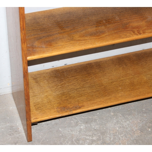 61 - Vintage light oak bookcase, approx 77cm wide x 23cm deep x 92cm tall