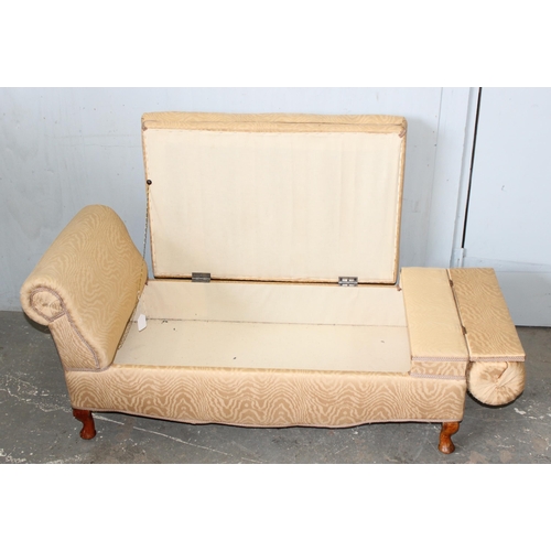 66 - An unusual vintage window seat or small day bed with storage compartment, approx 118cm wide x 54cm d... 