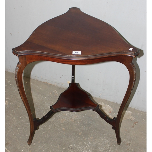 68 - Vintage mahogany side table, approx 56cm wide x 59cm deep x 71cm tall