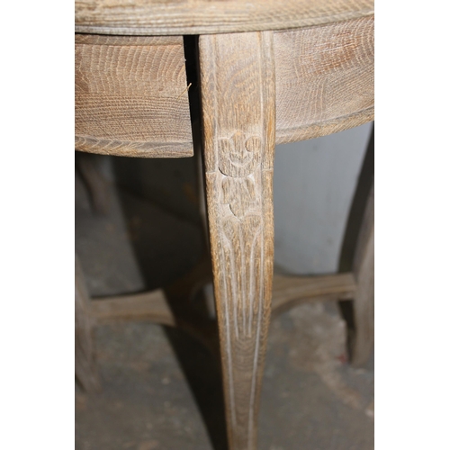 69 - A pair of limed oak and marble topped bedside tables with single drawer, approx 46cm wide x 46cm dee... 