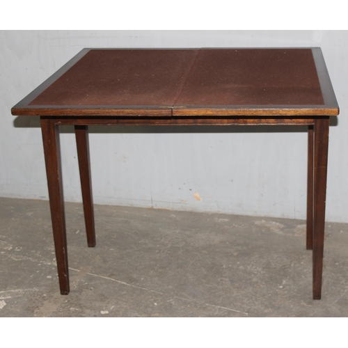 70 - Mid-20th century Air Ministry card table with lined interior, marked for 1953 by Liss Brothers, appr... 