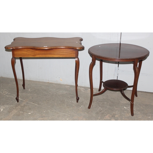 71 - 2 vintage mahogany side tables on delicate legs, the largest approx 91cm wide x 56cm deep x 74cm tal... 