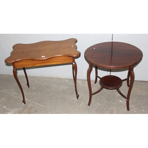 71 - 2 vintage mahogany side tables on delicate legs, the largest approx 91cm wide x 56cm deep x 74cm tal... 