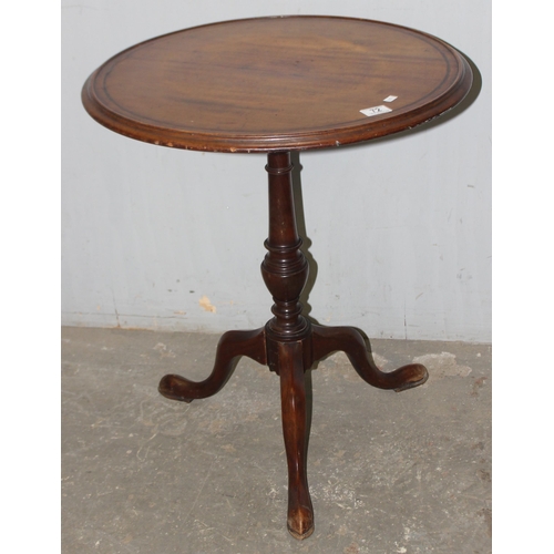 72 - Vintage mahogany topped wine table with circular top and tripod base, approx 60cm wide x 60cm deep x... 